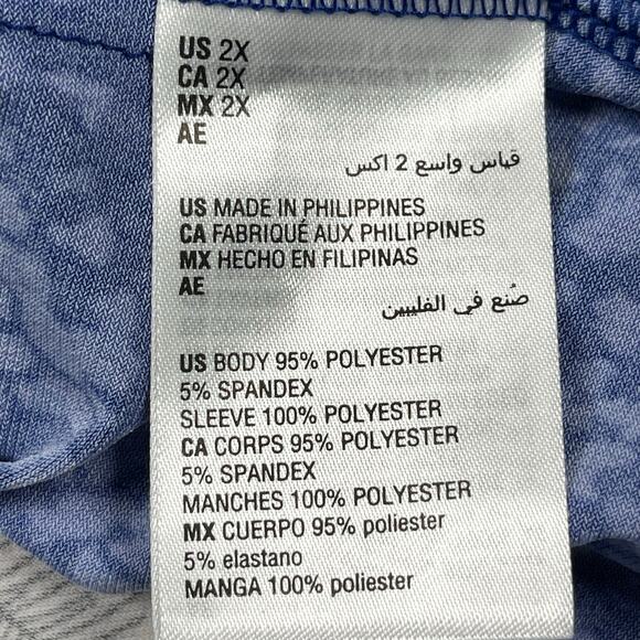 JM Collection Top Women Plus 2X Blue Kona Bloom Floral Rhinestones Sheer Sleeves - Picture 12 of 15